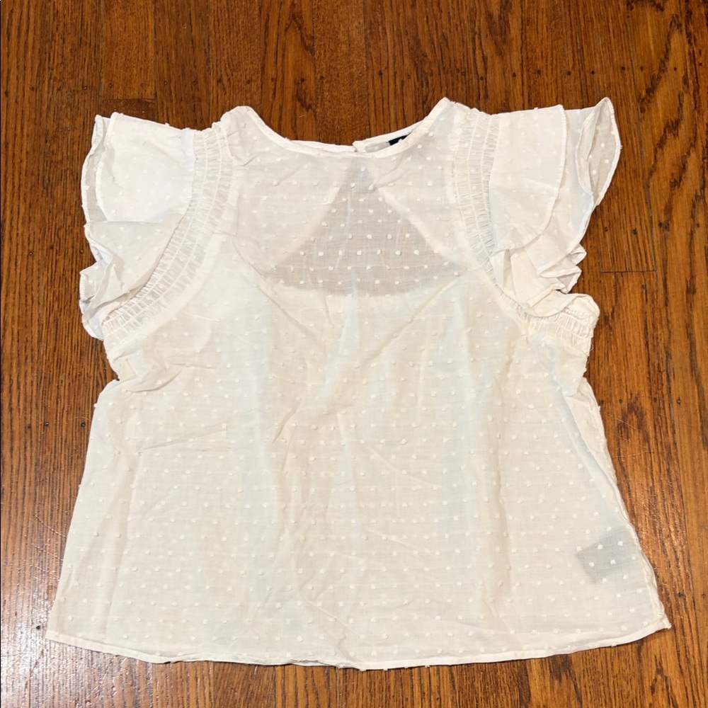 Who What Wear White Swiss Dot Ruffle Sleeve Top – Women’s Small